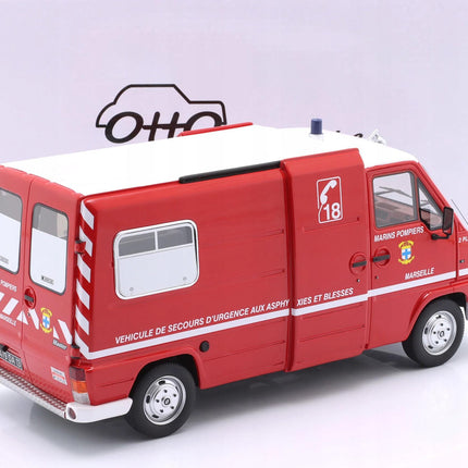 Renault Master Fire Department 1980 Diecast Model (1:18 Scale) - Custom Plates