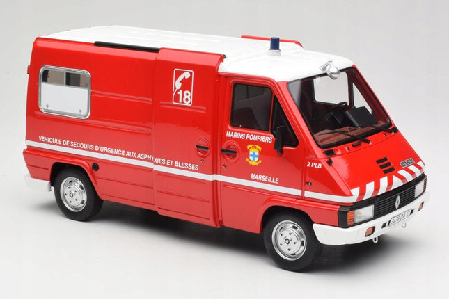 Renault Master Fire Department 1980 Diecast Model (1:18 Scale) - Custom Plates