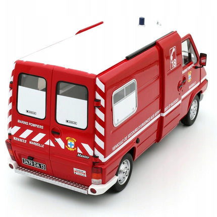 Renault Master Fire Department 1980 Diecast Model (1:18 Scale) - Custom Plates