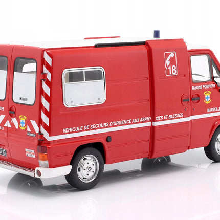 Renault Master Fire Department 1980 Diecast Model (1:18 Scale) - Custom Plates