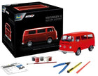 Revell Volkswagen T2 red model kit with box, paints, tools, and decals included