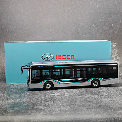 Model Car Planet Higer Azure Bus with Lights 1:42 Diecast Model Bus - studio product photo of the scale model