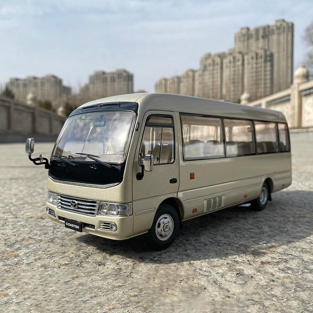 Original Toyota Coaster Bus Light Champagne 1:24 Diecast Model Bus - detailed collector display model