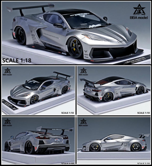 BBA Chevrolet Corvette C8 Crystal Display Box 1:18 Resin Model Car - detailed collector display model