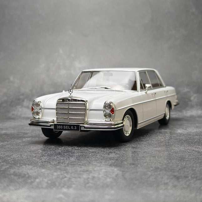 KK Scale Mercedes-Benz 300SEL 6.3 W109 White 1:18 Diecast Model Car - detailed collector display model