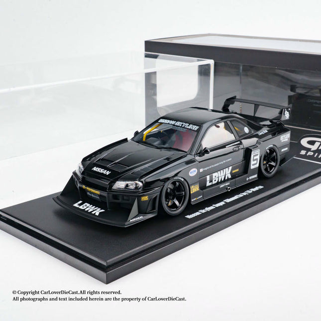 GT Spirit Nissan Skyline GT-R R34 LB-Works Black 1:18 Diecast Model Car - detailed collector display model