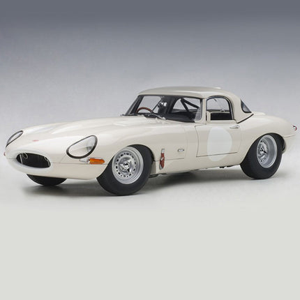AutoArt Jaguar Lightweight E-Type White 1:18 Diecast Model Car - studio product photo of the scale model