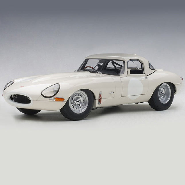 AutoArt Jaguar Lightweight E-Type White 1:18 Diecast Model Car - studio product photo of the scale model