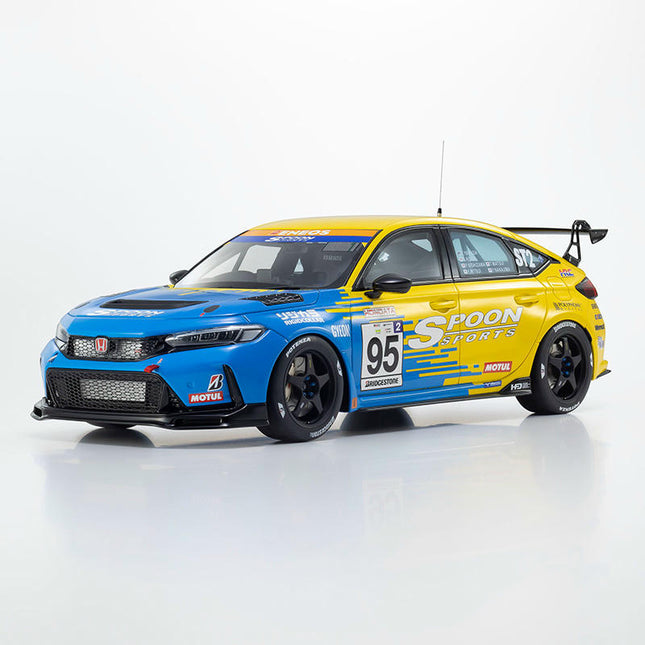 Kyosho Honda Civic Type R FL5 Spoon Edition Yellow Blue 1:18 Resin Model Car - detailed collector display model