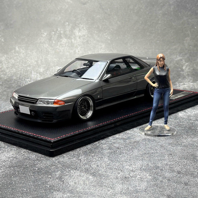 Ignition Model Nissan GT-R R32 Reina's R Gun Metallic Gray 1:18 Diecast Model Car - detailed collector display model