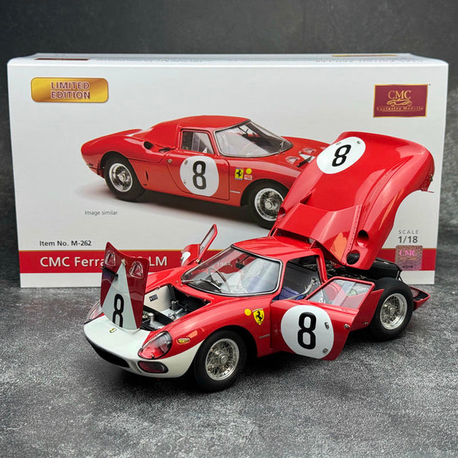 CMC Ferrari 250 LM No. 8 1:18 Diecast Model Car - studio product photo of the scale model