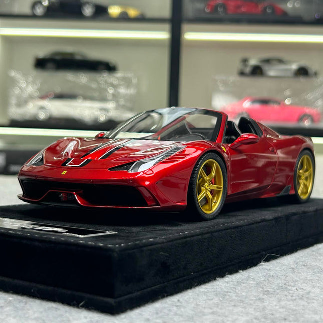 HH Model Ferrari 458 Speciale Aperta Metallic Red 1:18 Resin Model Car - detailed collector display model