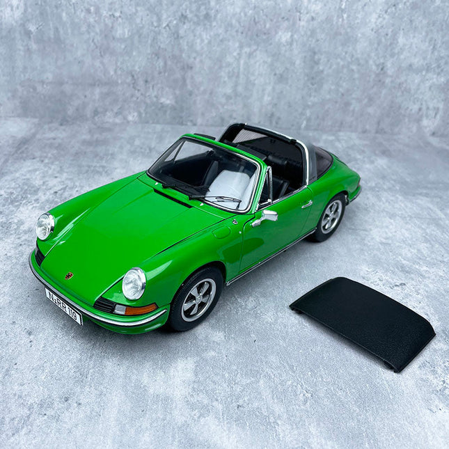 Schuco Porsche 911 S Coupe Green 1:18 Diecast Model Car - studio product photo of the scale model