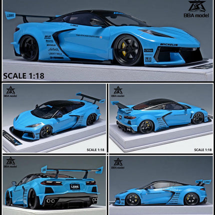 BBA Chevrolet Corvette C8 Crystal Display Box 1:18 Resin Model Car - studio product photo of the scale model