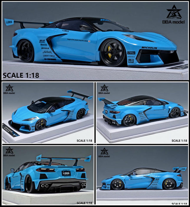 BBA Chevrolet Corvette C8 Crystal Display Box 1:18 Resin Model Car - studio product photo of the scale model