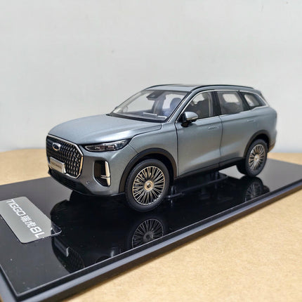 YX Car Model Chery Tiggo 8L SUV Grey 1:18 Diecast Model Car - detailed collector display model