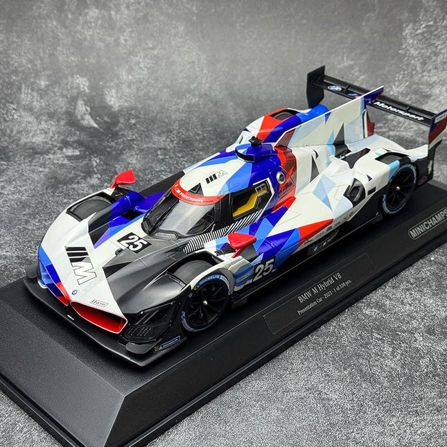 Minichamps BMW M Hybrid V8 LMDh 1:18 Diecast Model Car - studio product photo of the scale model