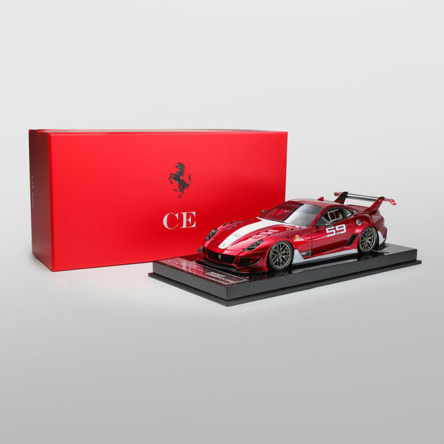CE Ferrari 599XX Evolution Metallic Blue #27 1:18 Resin Model Car - studio product photo of the scale model