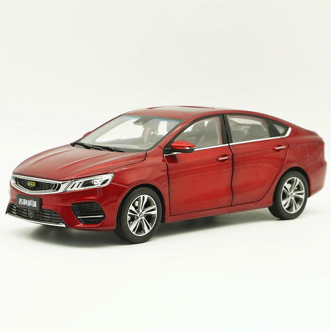 YX Car Model Geely Binrui White 1:18 Diecast Model Car - studio product photo of the scale model