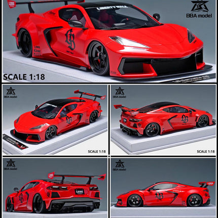 BBA Chevrolet Corvette C8 Crystal Display Box 1:18 Resin Model Car - collectible scale model car
