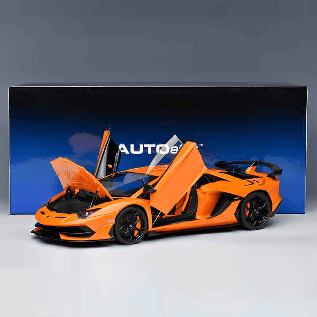 AutoArt Lamborghini Aventador SVJ Orange 1:18 Diecast Model Car - detailed collector display model