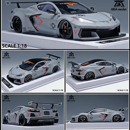 BBA Chevrolet Corvette C8 Crystal Display Box 1:18 Resin Model Car - fine detailed model replica