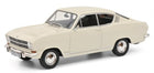 1:18 scale classic white coupe diecast model car with chrome trim and detailed wheels