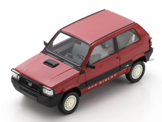 Red diecast model car, two-door hatchback with black accents, 1:18 scale collectible