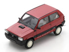 Red diecast model car, compact hatchback, 1:18 scale, detailed exterior, white wheels