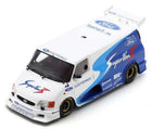 1:18 scale diecast Ford Transit Supervan 3 model, white with blue and red racing decals