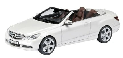 White Mercedes-Benz convertible diecast model car with brown interior, 1:18 scale
