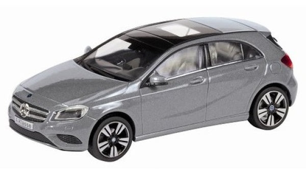 1:43 scale silver diecast hatchback model car with panoramic roof, detailed wheels
