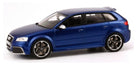 Blue diecast model car wagon in 1:18 scale with black rims on white background