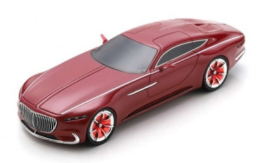 Red luxury diecast model car with chrome grille and detailed wheels, 1:18 scale collectible
