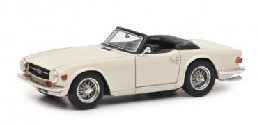 1:18 scale white classic convertible diecast model car with black interior, detailed wheels