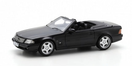 Black diecast convertible model car, 1:18 scale, with detailed interior and silver wheels