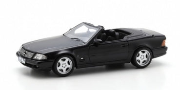 1:18 scale black convertible diecast model car with silver wheels and detailed interior