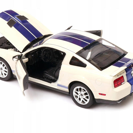 Shelby Cobra GT500 1967 Wimbledon White Welly 1:24 22415 Diecast Model with Custom Plates