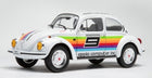 1:18 scale diecast model Volkswagen Beetle with rainbow racing stripes and number 9