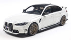 1:18 scale white diecast BMW M3 model car with black roof and bronze wheels
