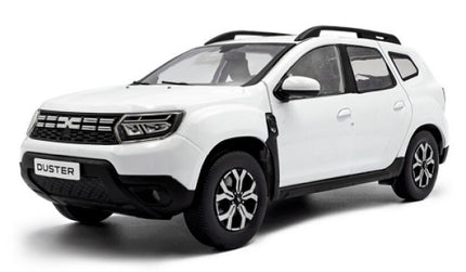 White diecast model SUV car, detailed 1:18 scale collectible with black accents
