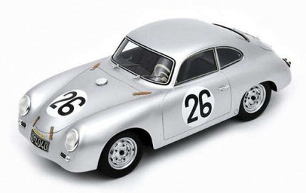 Silver diecast classic race car model with number 26, 1:18 scale collectible.