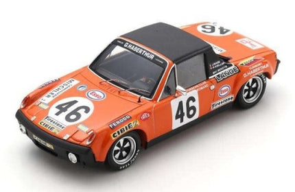 Orange Porsche 914/6 diecast model car with racing decals and number 46, 1:18 scale collectible