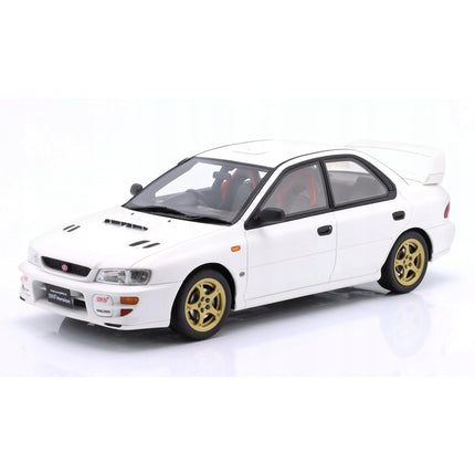 1:18 scale white Subaru Impreza WRX Type RA STi 2000 diecast model car front three-quarter view