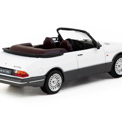 Saab 900 Turbo Convertible White and Gray "Global64" Series 1/64 Diecast Model by Tarmac Works