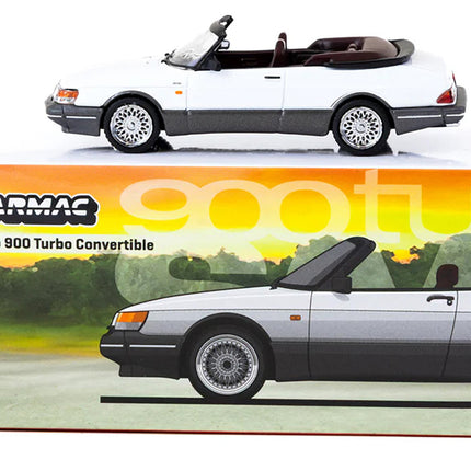 Saab 900 Turbo Convertible White and Gray "Global64" Series 1/64 Diecast Model by Tarmac Works