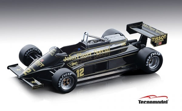 1:18 scale black and gold diecast Formula 1 race car model with detailed sponsor decals