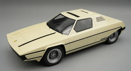 1:18 scale cream diecast sports car model with black accents, classic retro design