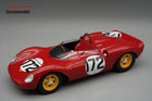 Red diecast racing model car with yellow wheels and number 172, open cockpit, on gray background.