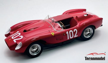 Red 1:18 scale Ferrari race car diecast model with number 102 by Tecnomodel